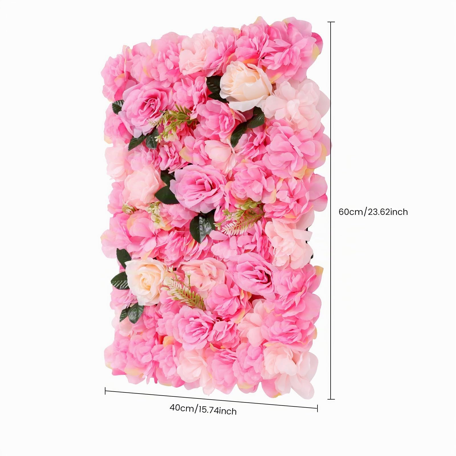 Parete di fiori artificiali - 12 pezzi di rose artificiali - 12 pezzi di rose decorative da parete 40 cm x 60 cm - stucco di rose artificiali di seta
