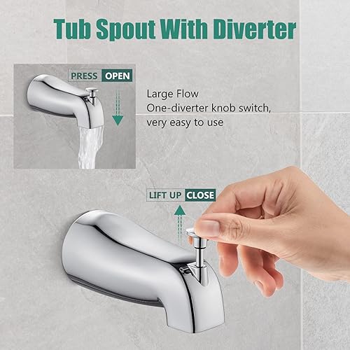 Miniatura 4 de Juego de grifo de ducha para bañera, kit de molduras de ducha cuadrado de 6 pulgadas, sistema de ducha de un solo mango, juego de cabezal de ducha y