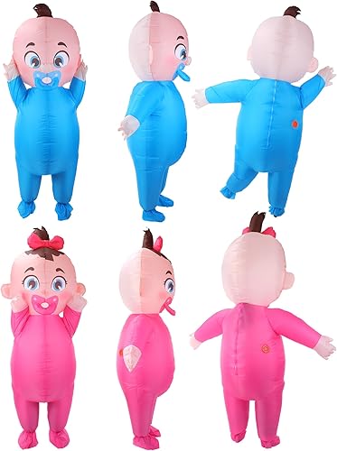 Miniatura 4 de Ramede Disfraz inflable gigante de bebé de 96 pulgadas, disfraz de revelación de género para niño y niña, disfraz para adultos, baby shower, fiesta