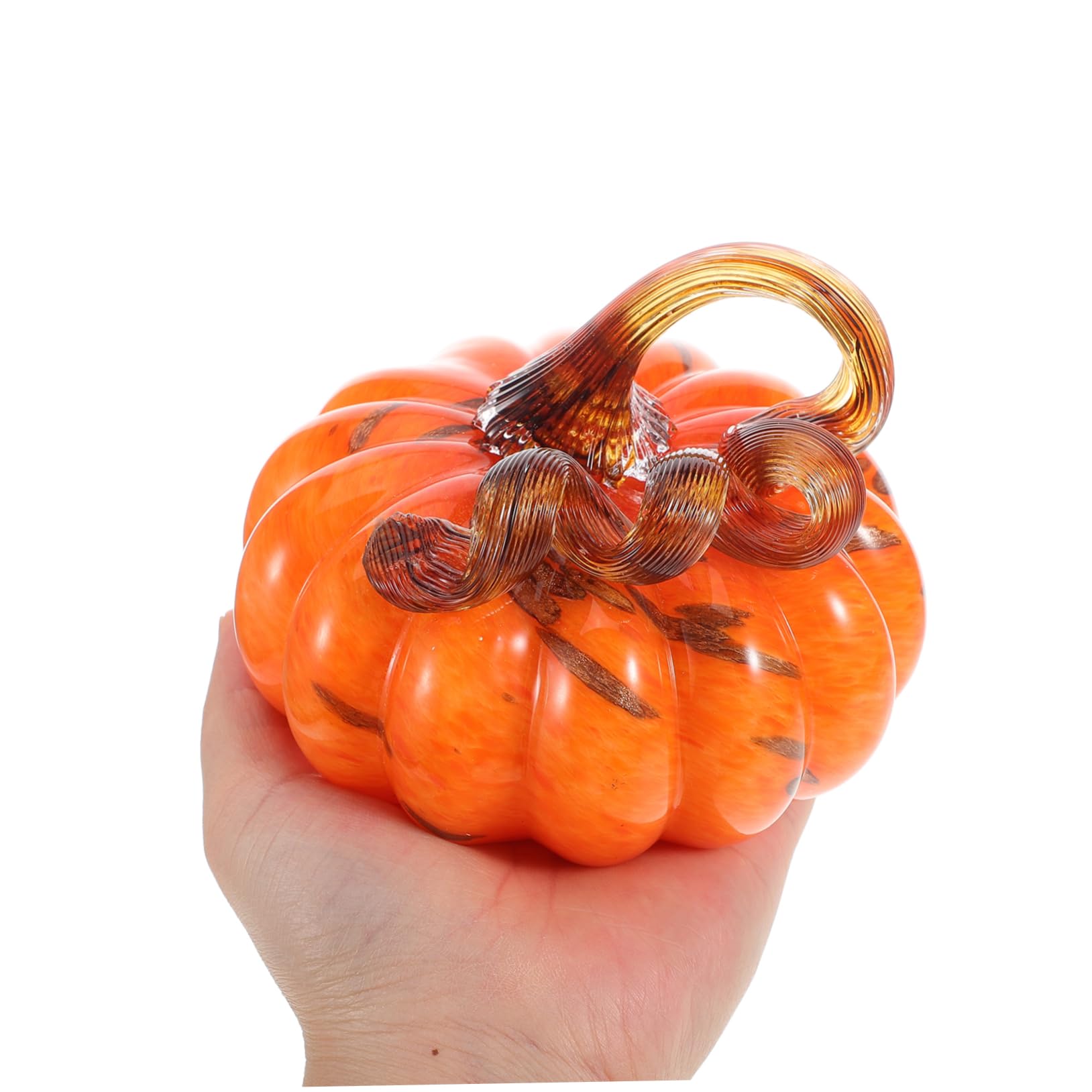 IMIKEYA Künstliches Halloween-kürbis- Mundgeblasene Kürbisstatue Aus Glas Miniatur-kürbisfigur für Den Herbsttisch Erntedankfest und Halloween-partyzubehör