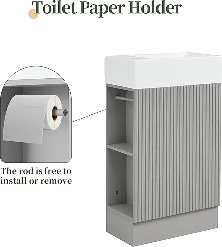 Miniatura 5 de LUMISOL Mueble de baño de 24 pulgadas con fregadero, armario de baño independiente con estante de almacenamiento, tocador de baño de lavabo