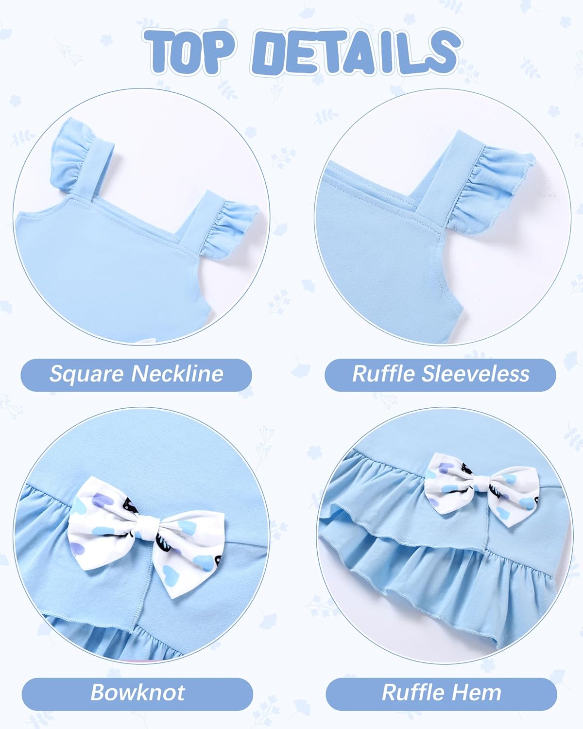 Toddler Baby Girl Clothes 12M-5T Girls Spring Summer Outfit, Sleeveless Ruffle Bowknot Top + Floral Short 2 Piece Set - Image 4