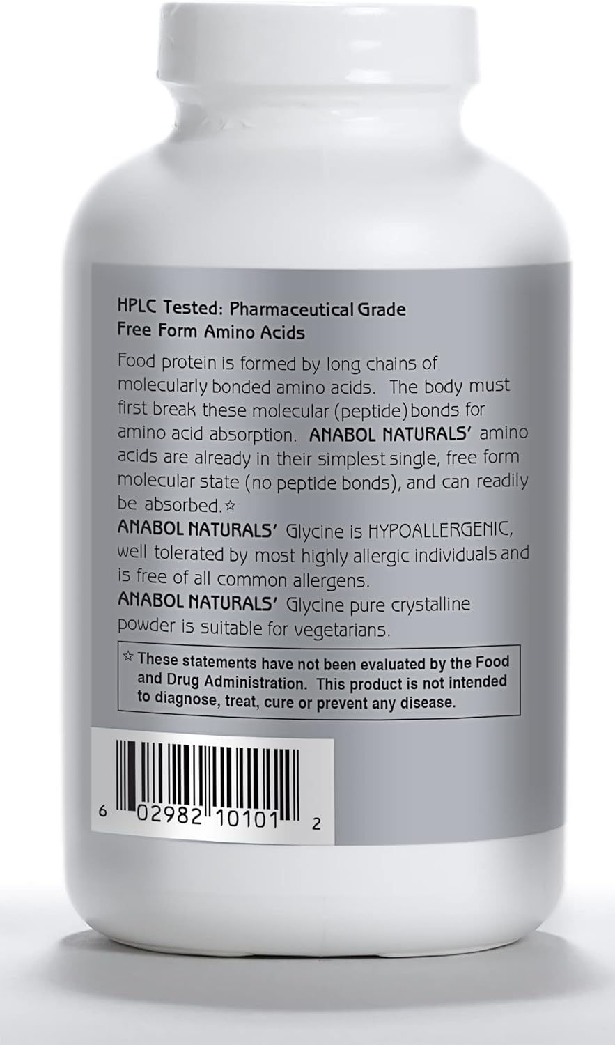 Anabol Naturals Glycine 500 gram Pure crystalline Free Form Powder (1.1 Pound)
