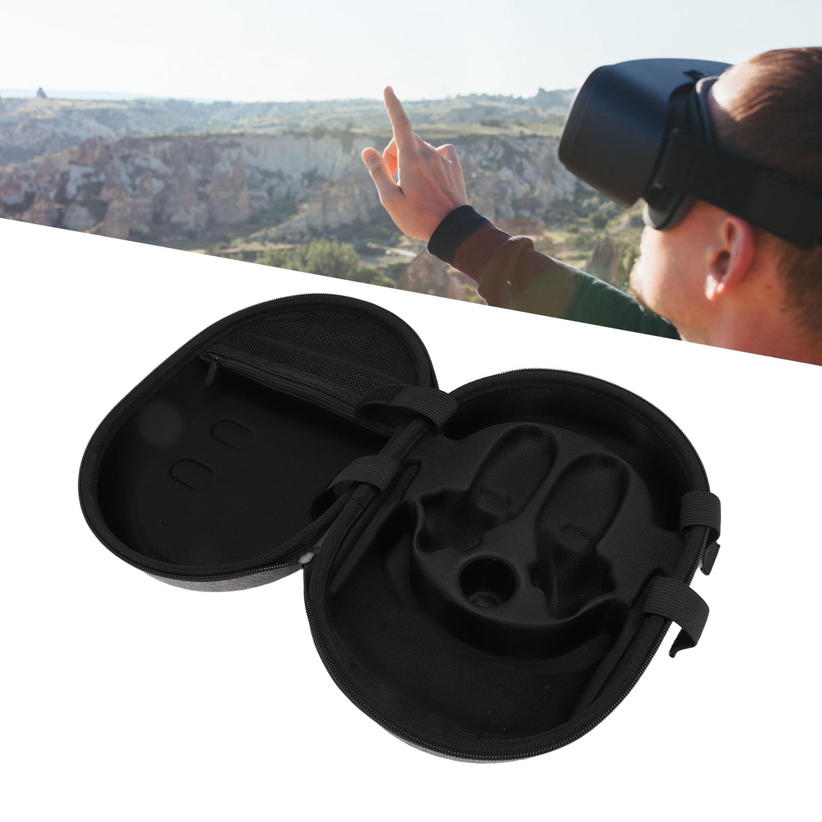 Custodia Rigida per Meta 3, Custodia Protettiva da Viaggio a Borsa Portatile per Cuffie VR, Custodia per Controller Touch con Doppia Cerniera, Assorbimento degli Urti