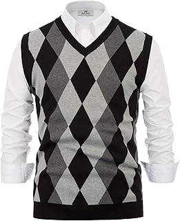 Sponsored Ad - Paul Jones Men's Argyle Sweater Vest Knitted Casual V-Neck Pullover Vest