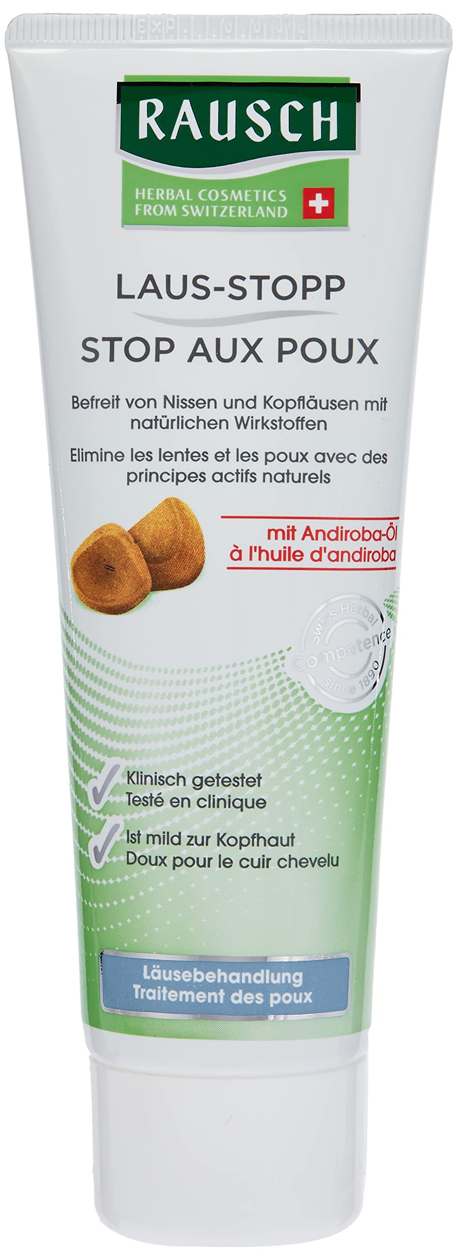 Rausch Laus-Stopp (befreit von Nissen und Kopfläusen, ist mild zur Kopfhaut, ohne Silikone und Parabene - Vegan), 1er Pack (1 x 125 ml)