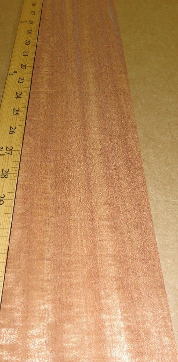 Mahogany Honduras Sapele Figured Wood Veneer 4" x 31" raw no Backing 1/42" Thick