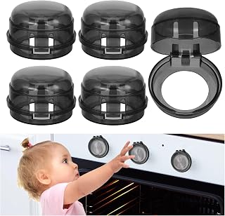 5PCS Stove Knob Covers for Child Safety Resistant Universal Size Gas Knob Locks Covers Removable Adhesive Oven Front Electric Stove Lock Guard Kit for Home Kitchen Kids Pets Childproof