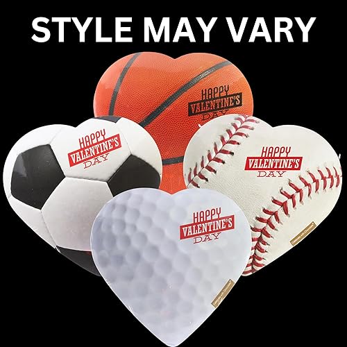 Miniatura 3 de Paquete de caja de regalo de chocolate con corazones de bola deportiva, regalo para el día de San Valentín para niños, 2 onzas (paquete de 3)