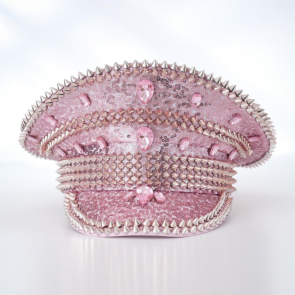 Cappello con Lucidi Cappello con Borchie Rivetto Cappello Ballo Stile Punk Cappello Capitano Cappellini Steampunk alla Moda per Feste Cosplay