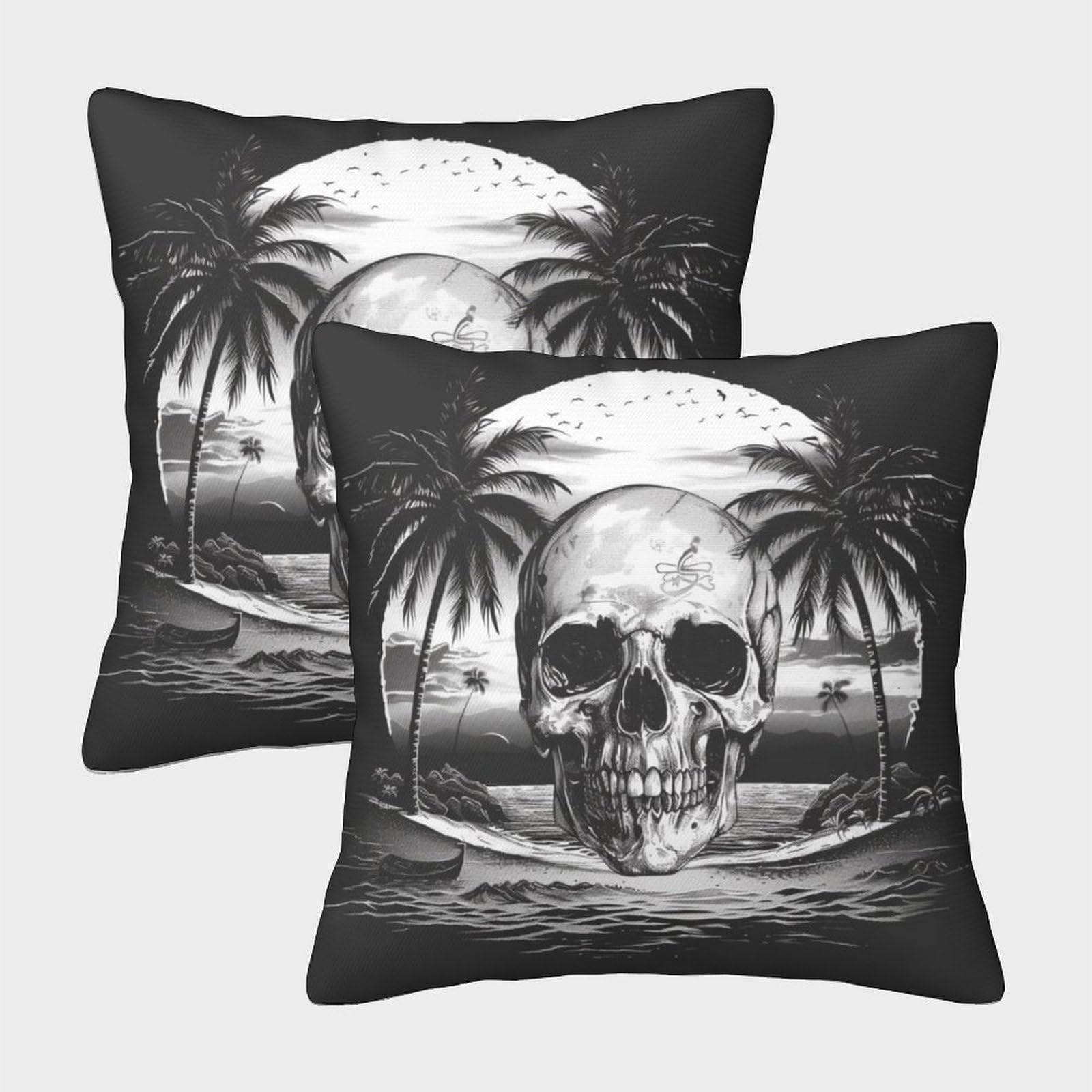 GPARSDDIO Skull Throw Pillow Washable Cushion Cover with Invisible Zipper Decorative Set of 2 for Home Sofa Bedroom Living Room Outdoor garden Car Decorative 40x40cm — image 1