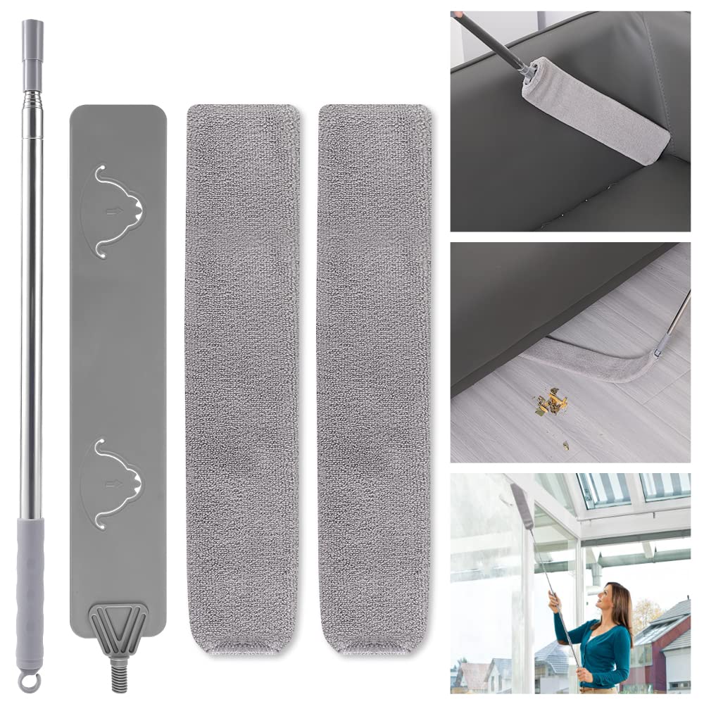 Retractable Gap Dust Cleaner - YVYV Innovative Cleaning Tool with 97" Extendable Long Pole, Reusable Bendable Dusters, Washable Dusters for Cleaning Ceilings, Fans, Blinds, Furniture, and Cars.