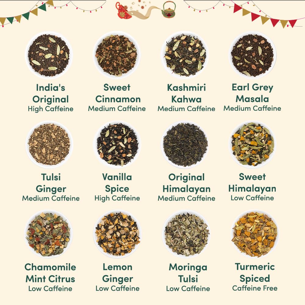 VAHDAM, Set de regalo de té de Año Nuevo | 24 tés sueltos en caja de regalo de lujo – 500g | Regalos de té Año Nuevo para mujeres y hombres 2026