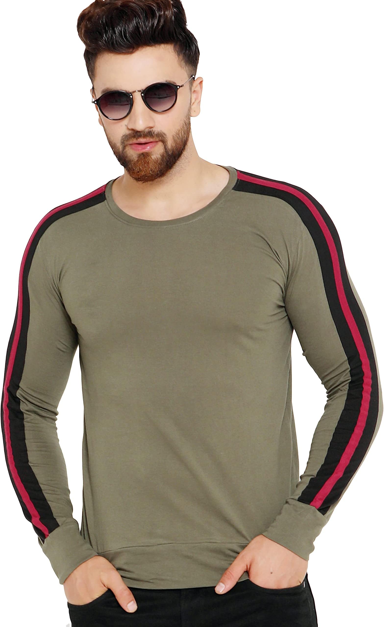 GESPOMen's Regular Fit T-Shirt(Dark Green_Medium)