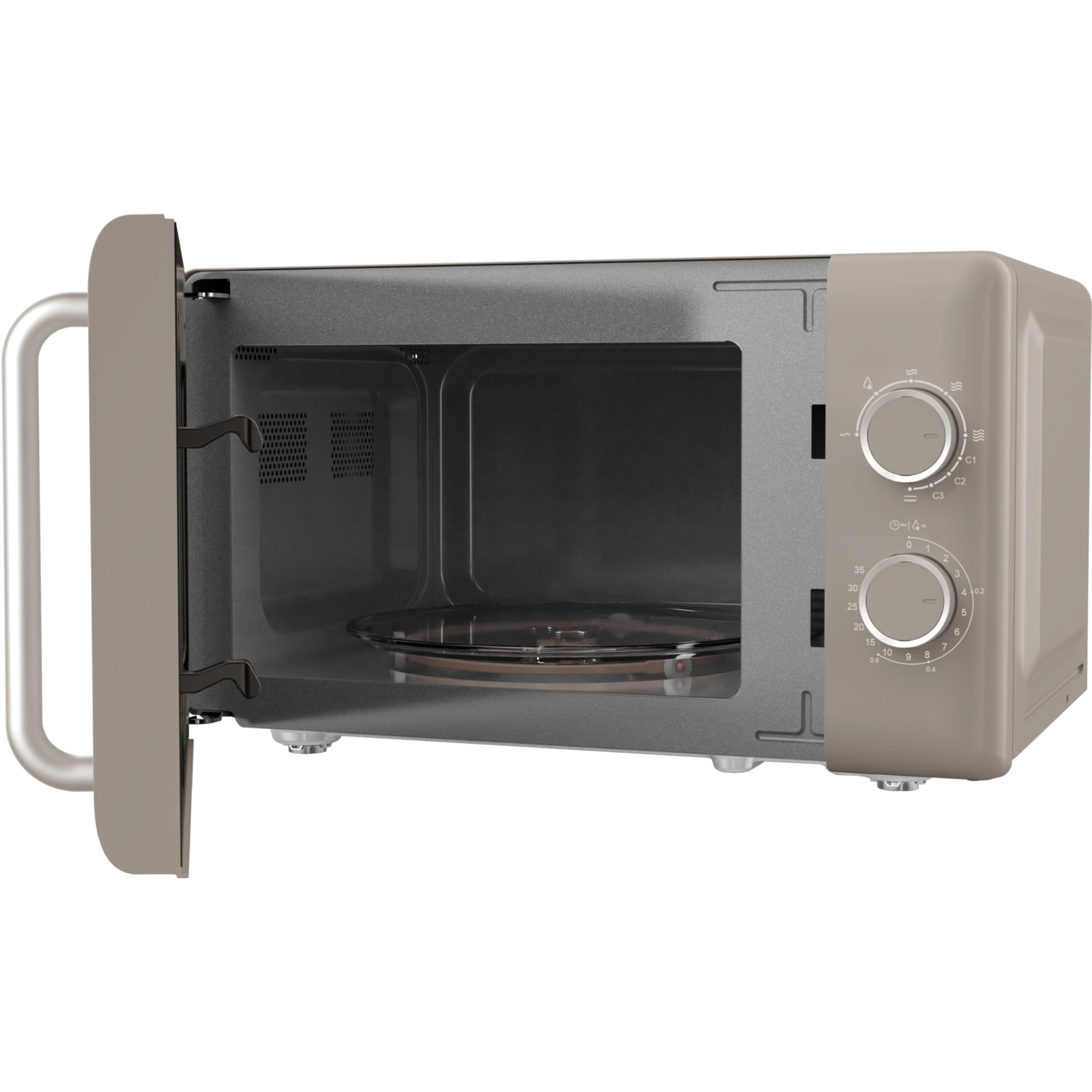 MEDION Retro Mikrowelle mit Grill klein (20 Liter kompakt, 800 Watt, 5 Mikrowellenstufen, 3 Kombi Programme, Timer, Auftaufunktion, MD100119) sand beige