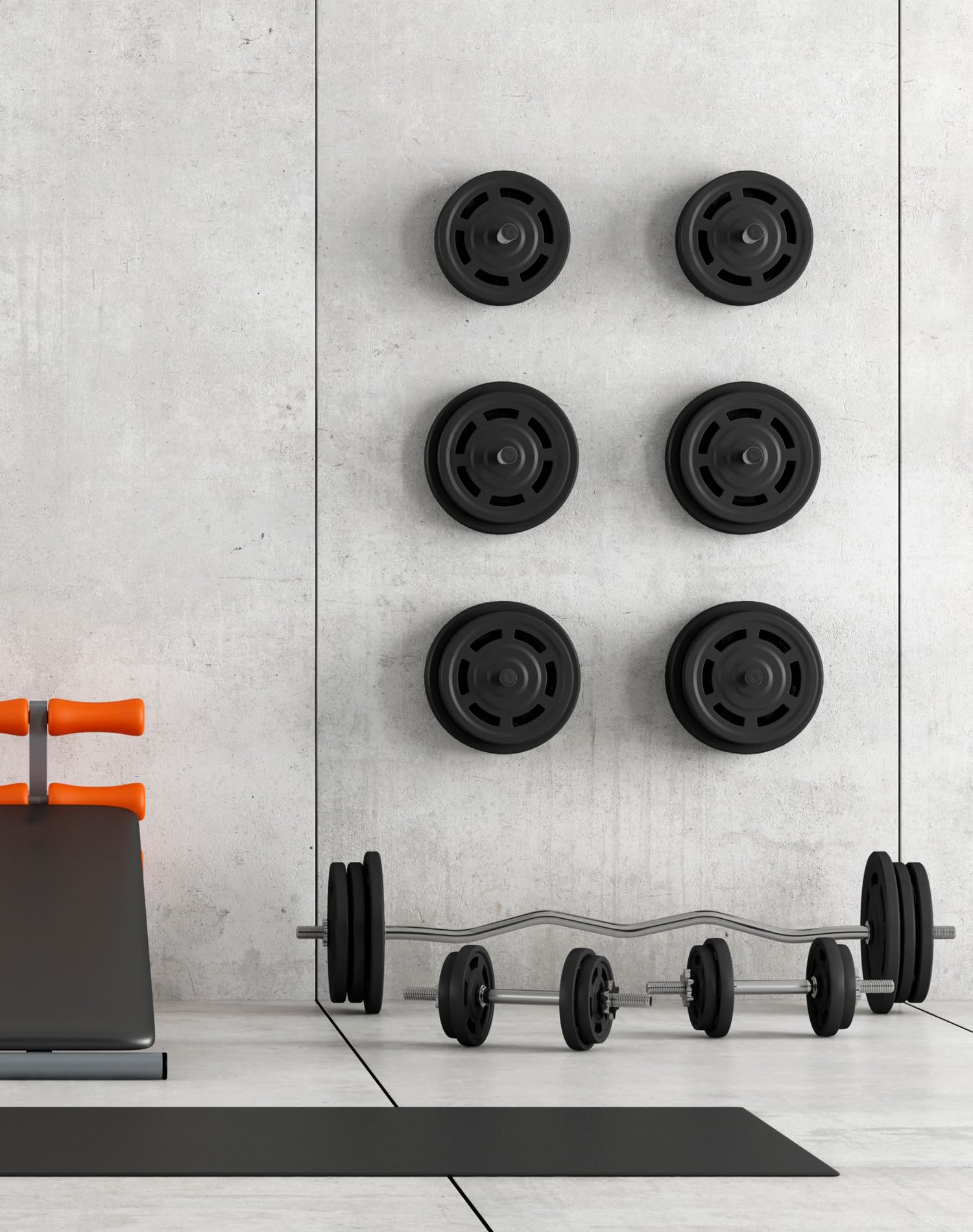 QWORK® Wandmontage Hantelscheiben Halterung 28cm x Ø4,8cm, Robuste Stahlkonstruktion Olympische Hantelscheiben-Halterung mit Montageankerbolzen, Kapazität Max. 220 kg