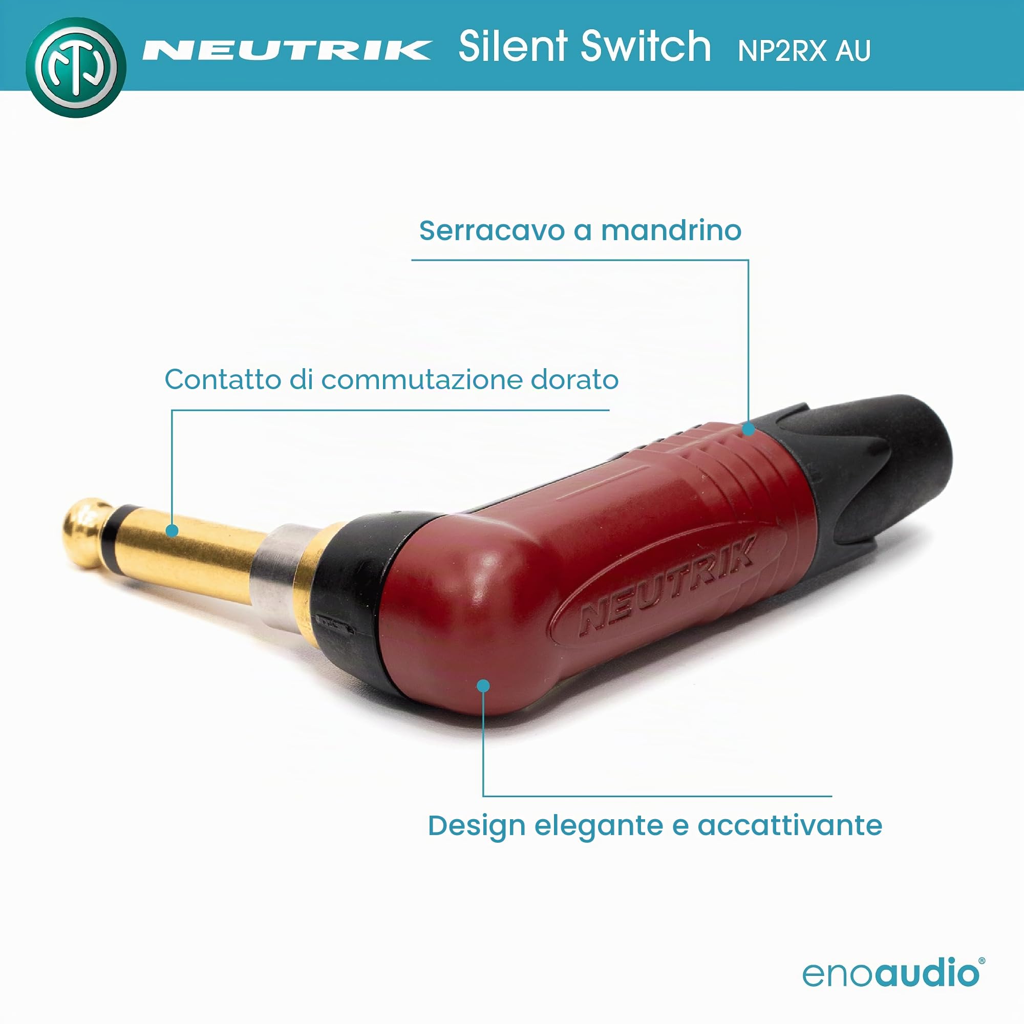 enoaudio Mogami 3368 Chitarra/Basso Cavo professionale | Neutrik Gold Silent Switch TS angolare – TS | HiFi - 3,0 m