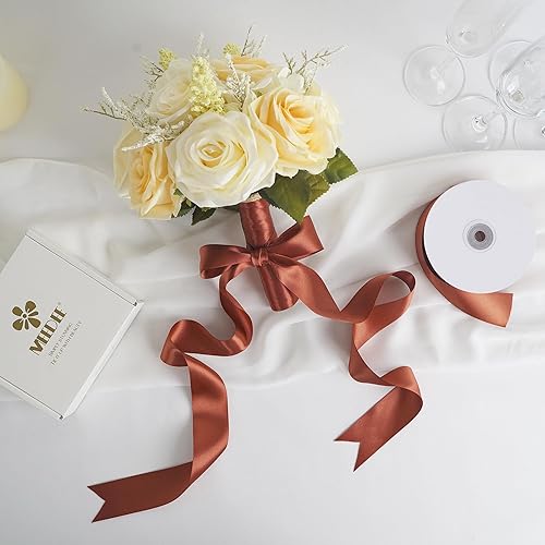 Vista 940 de MEEDEE Orange Satin Ribbon - 1.5 inch Double Faced Satin Ribbon, 50 Yards - Neon Tangerine - For Christmas, Thanksgiving, Halloween, Weddings