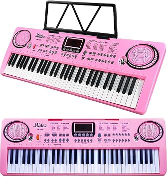 Midex PS-1500PK 61 Keys Org Pink Color Notary Adapter Microphone (100 Sounds 100 Rhythms) for Starter