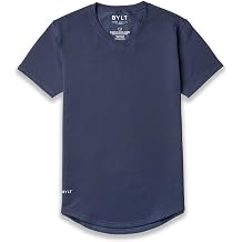 BYLT Mens Drop-Cut V-Neck Plain Tshirts for Men Soft Polyester, Cotton, Spandex Moisture Wicking, Wrinkle Resistant