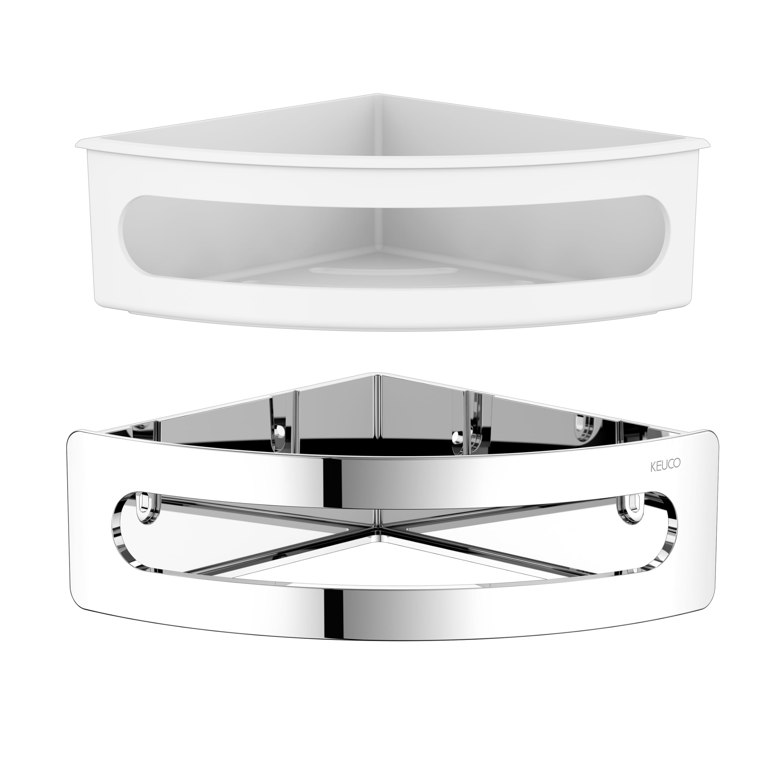 Keuco Elegance Panier de douche d’angle 18x18 cm, chromé, insert blanc