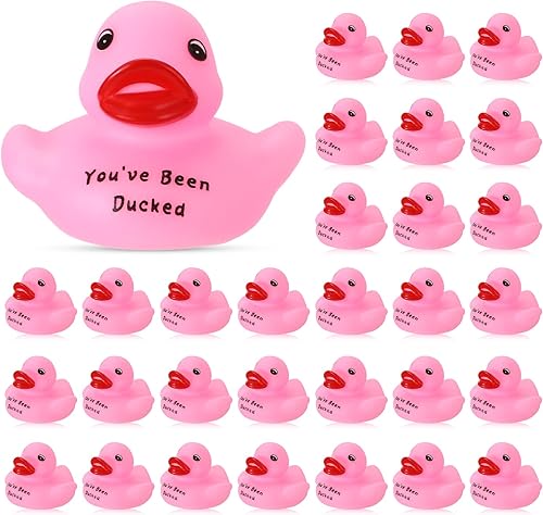 30 patos de goma rosados You've Been Ducks de goma para ducha, patos de goma de 2.16 pulgadas, patos pequeños, flotadores, juguetes de bañera para