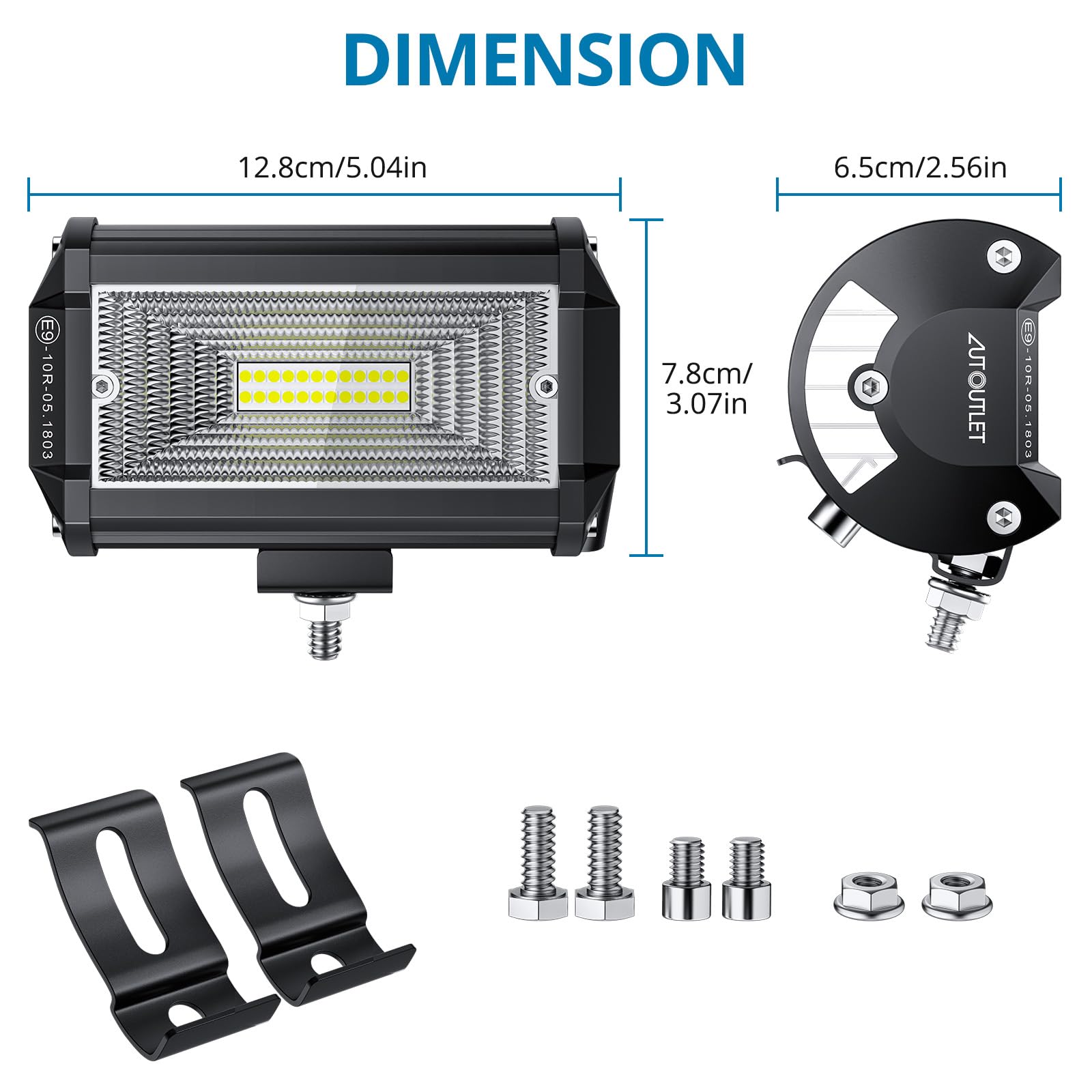 AUTOUTLET Reflektory terenowe, 72 W, 6000 lm, oświetlenie o wysokiej intensywności, światła przeciwmgielne, CE/FCC/RoHS, zwiększona widoczność i bezpieczeństwo do ciężarówek, jeepów, łodzi, SUV-ów i