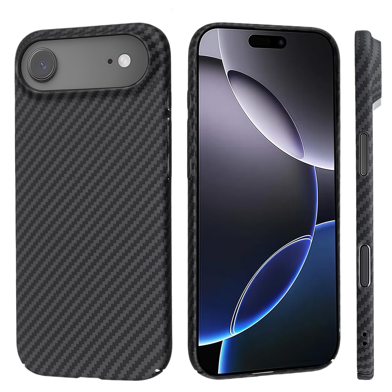 【 Agaiy 】ケースiPhone17 Air 用 碳素繊維テクスチ 薄型 耐衝撃 超軽量（ブラック）アイフォン17Air 高級なカーボン風 スマホカバー 指紋防止 全面保護カバー iPhone17 air 黒