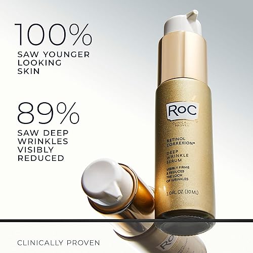 Miniatura 3 de RoC Retinol Correxion Deep Wrinkle Retinol Face Serum con ácido ascórbico, tratamiento diario antienvejecimiento para líneas finas, manchas oscuras,