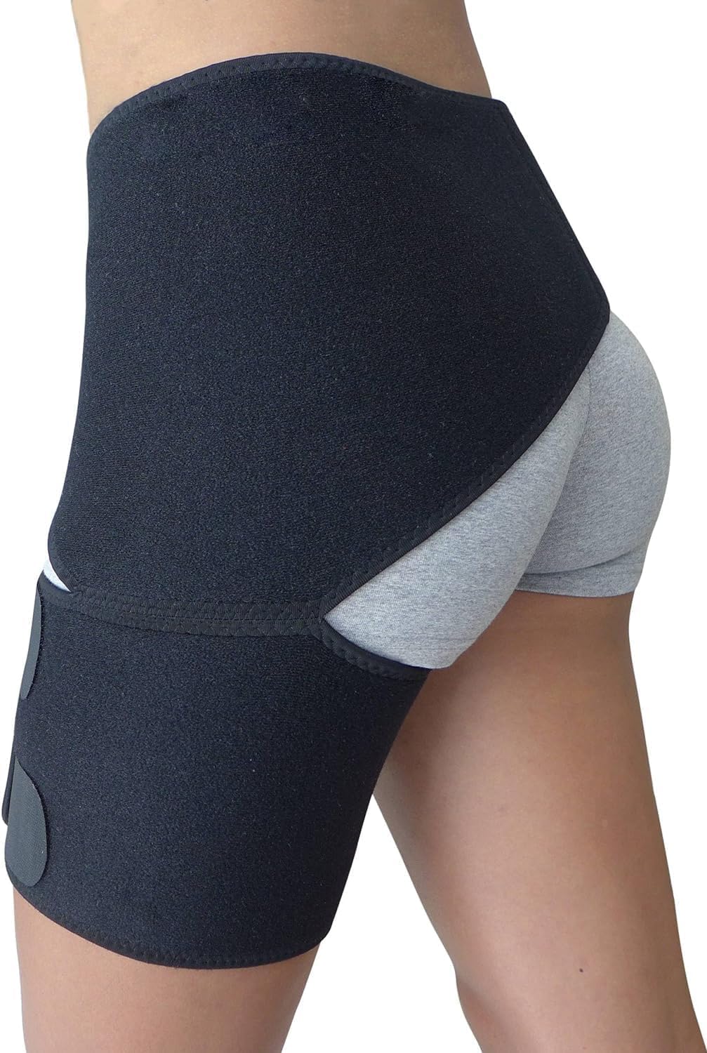 Hip Compression Brace Wrap, Adjustable Support for Thigh & Groin for Hip Pain Relief, Sciatica, Hip Flexor & Hamstring Strain, Sports & Injury Recovery, One Size