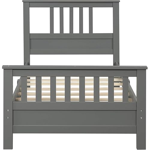 AOCOROE Twin Bed Frame for Boys and Girls, Wood Platform