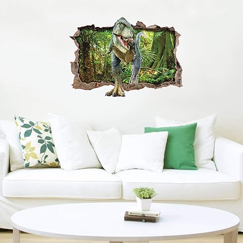 Miniatura 4 de Calcomanías de pared de bosque de dinosaurios 3D, calcomanías de pared aplastadas, decoración artística para niños, dormitorio, guardería, bricolaje