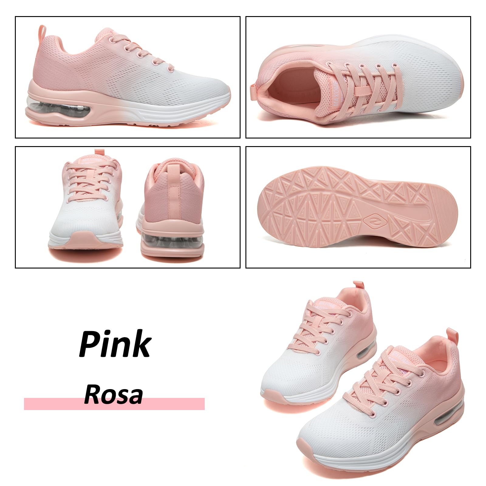 Baskets Femme Chaussures De Course avec Coussin D’Air Amortissantes Sport Sneakers Légères Respirantes Antidérapantes pour Running Marche Fitness Et Quotidien