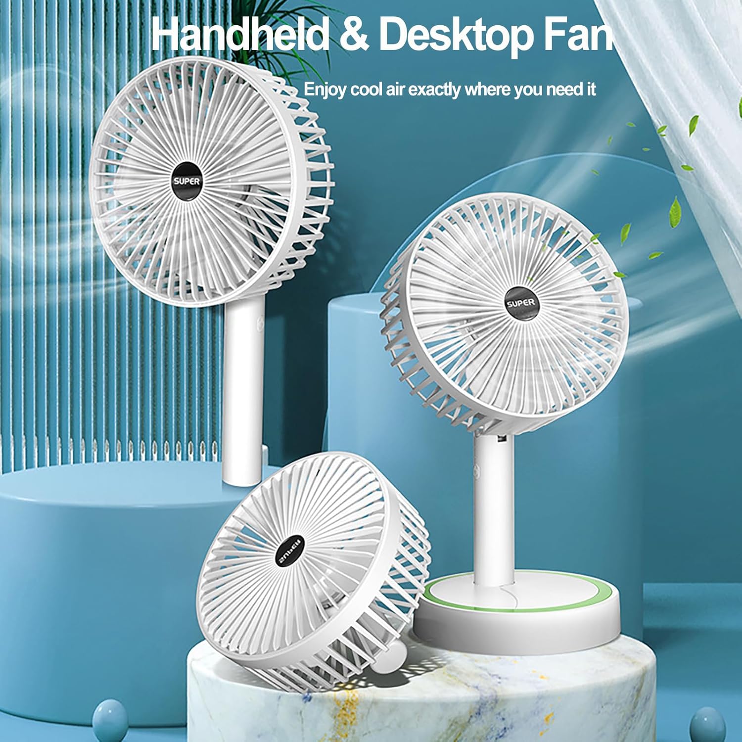 180° Foldable Small Desk Fan & Handheld Fan, 6.5 in Wireless,3 Speeds Battery Powered Portable Fan USB Rechargeable, Office Bedroom Dorm Camping Travel Cruise Essentials, Gifts for Women Men