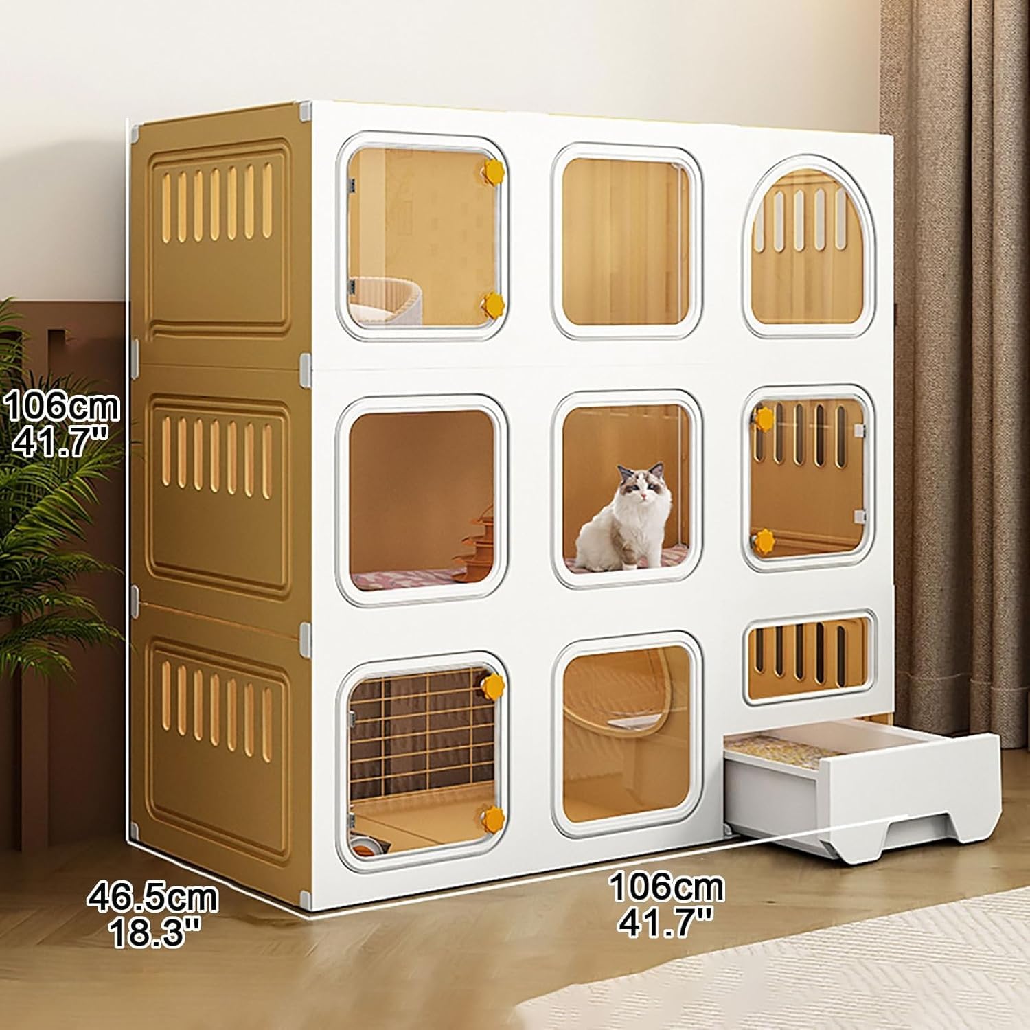 Gabbia for Animali Domestici: Rete Metallica, Rimovibile e spaziosa(106x46.5x106cm)