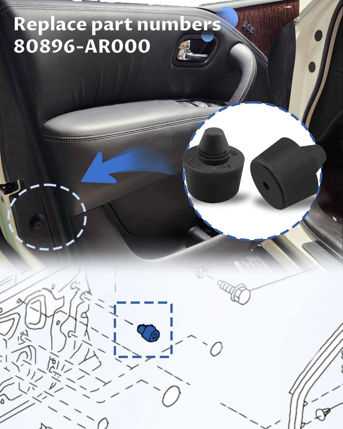 Replacement Rear Door Buffer Rubber Cushion Pad For Nissan D22 & Ruiqi NP300 Trucks - Durable Fit, Easy Installation