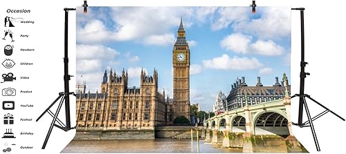 Miniatura 3 de Leyiyi Fondo de fotografía Big Ben de 20 x 10 pies, torre Elizabeth Tower Inglaterra, Parlamento de Inglaterra, puente de Westminster, monumento de