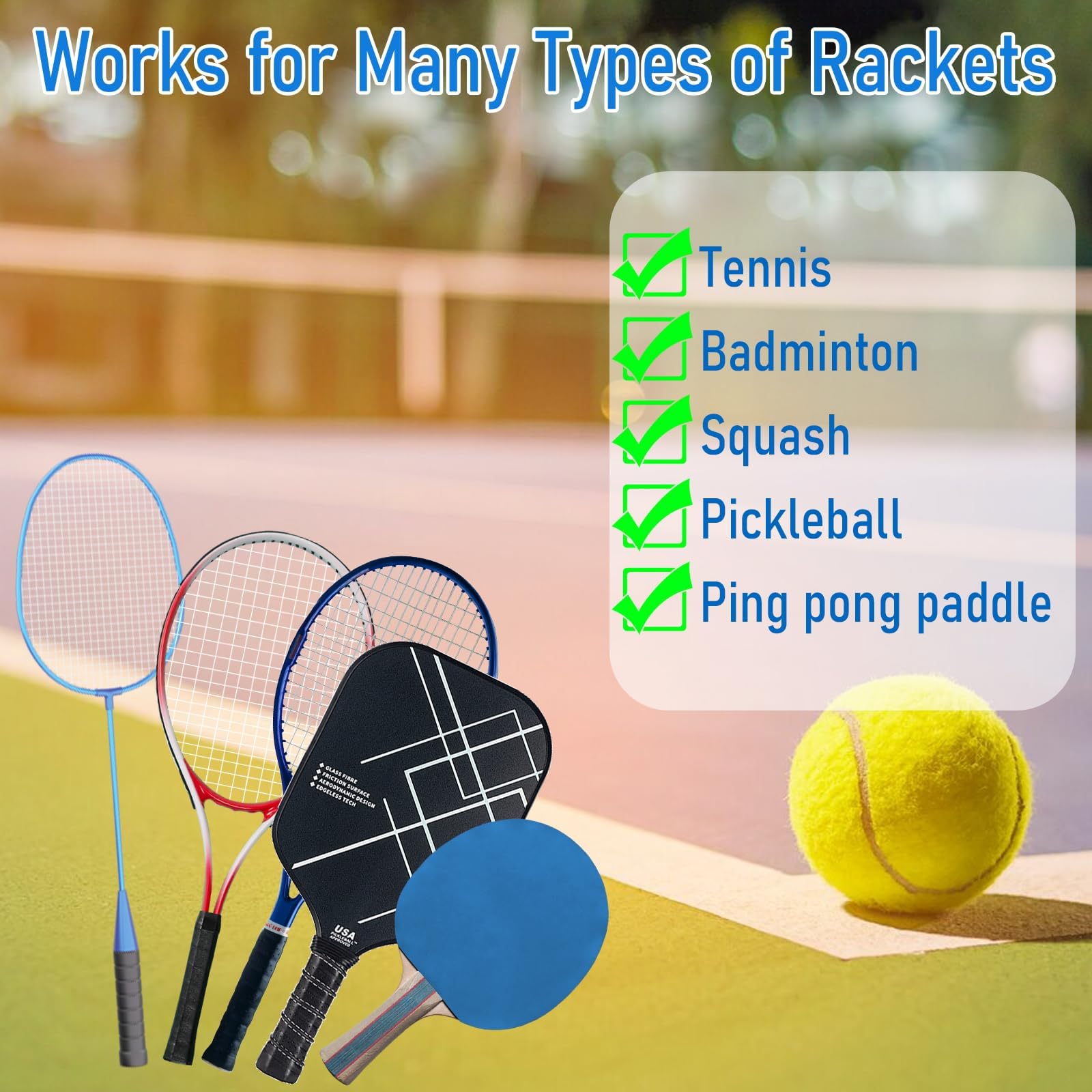 LK Sports - Cinta de agarre para raqueta de tenis, paquete de 12, absorbente y antideslizante, cinta de agarre suave precortada para pala de pickleball o bádminton