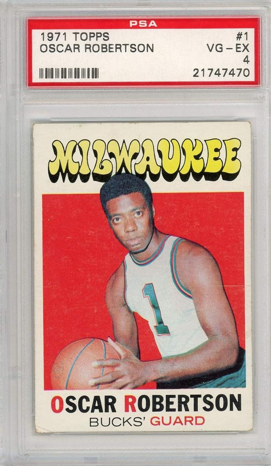 Graded 1971 Topps Oscar Robertson #1 Basketball Card PSA 4 VG-EX
