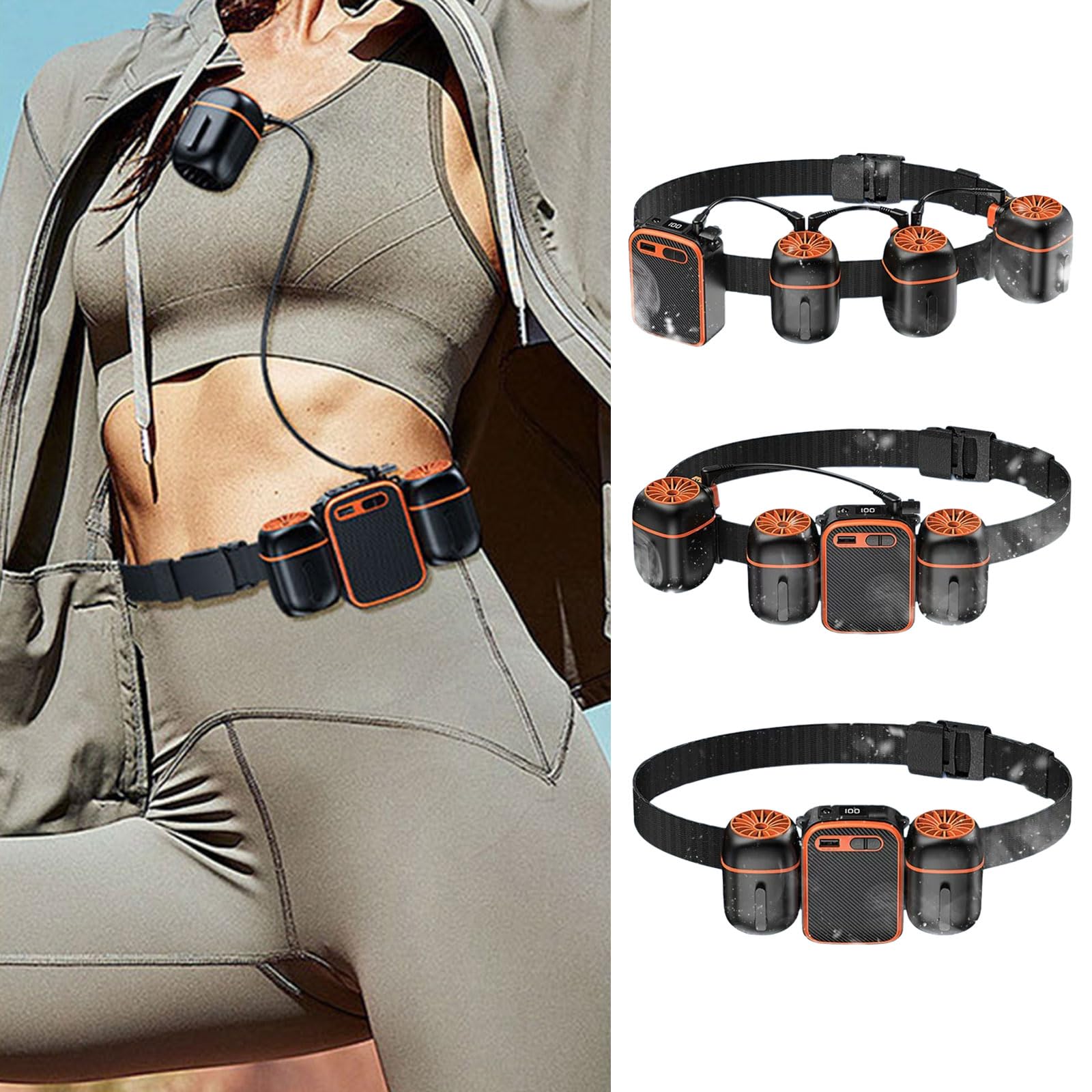 Attrezzatura multidirezionale con Clip con Batteria Ricaricabile da 10000 mAh, Ideale per Palestra, Jogging, pendolarismo, Dispositivo Raffreddamento indossabile