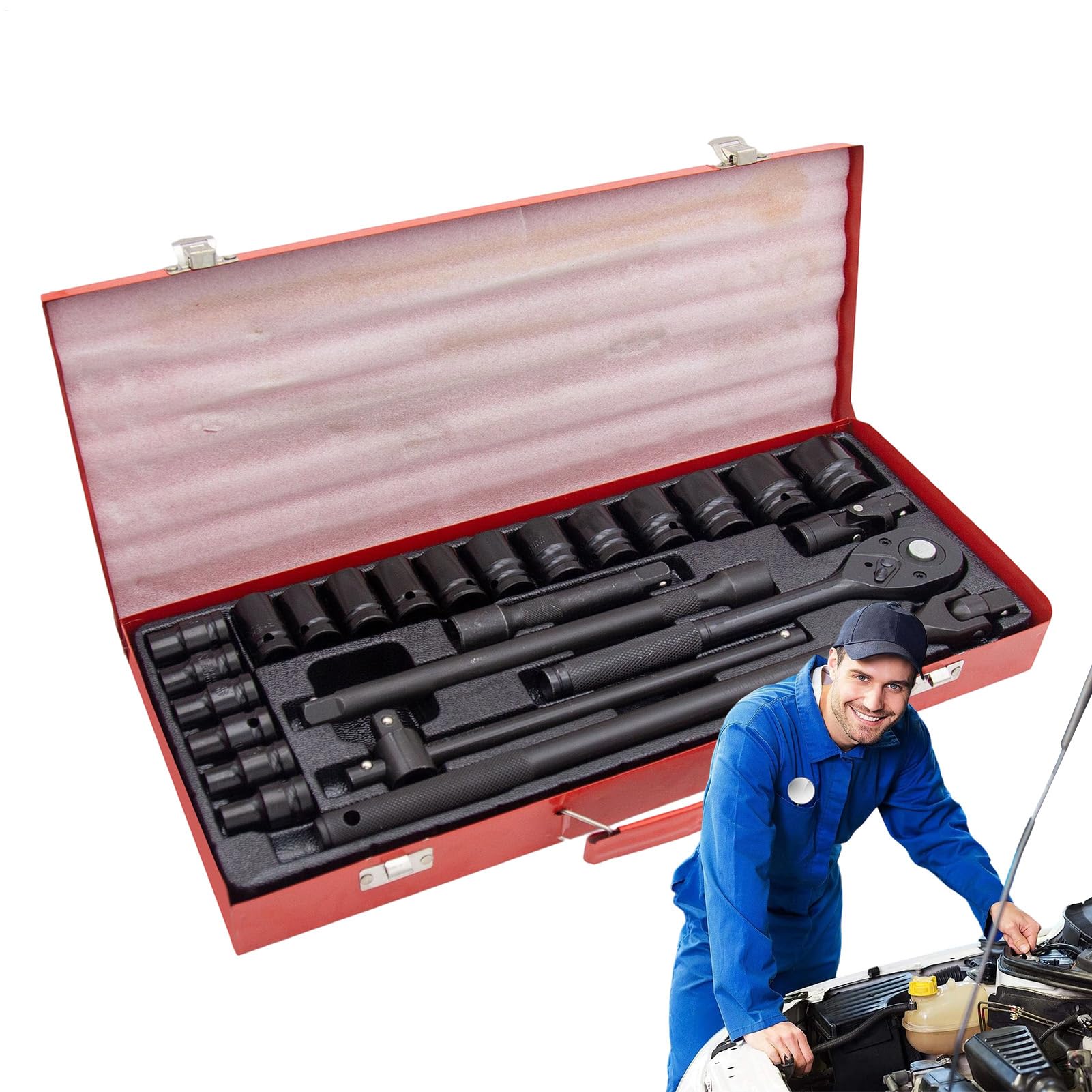 Kit Strumenti per Auto 24 Pezzi Kit Attrezzi Auto | Chiave Pesante Portatile Per Veicoli Camper Autocarri Moto Campeggio Biciclette