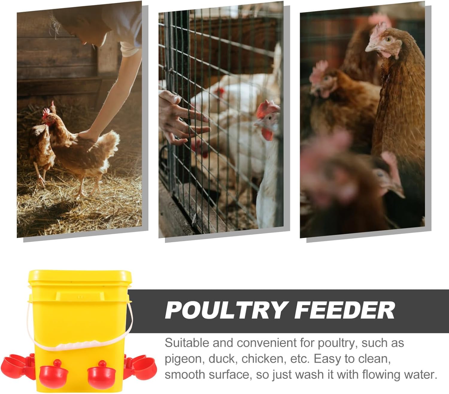 Yardwe Simple Design Auto Chicken Trough Chicken Feeder Waterer Poultry Supplies Plastic Sturdy Construction