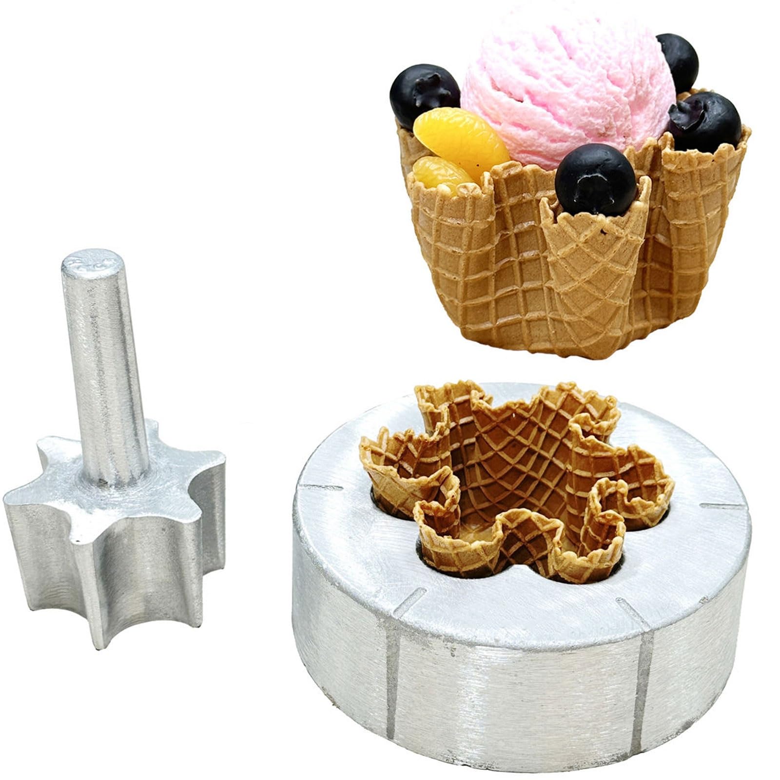 Eiwitany Cream Ice Waffle Bowl Maker - Copper Egg Roll Mold, Biscuit Press Tool For Homemade Waffle Cones, For Bakeries & Restaurants