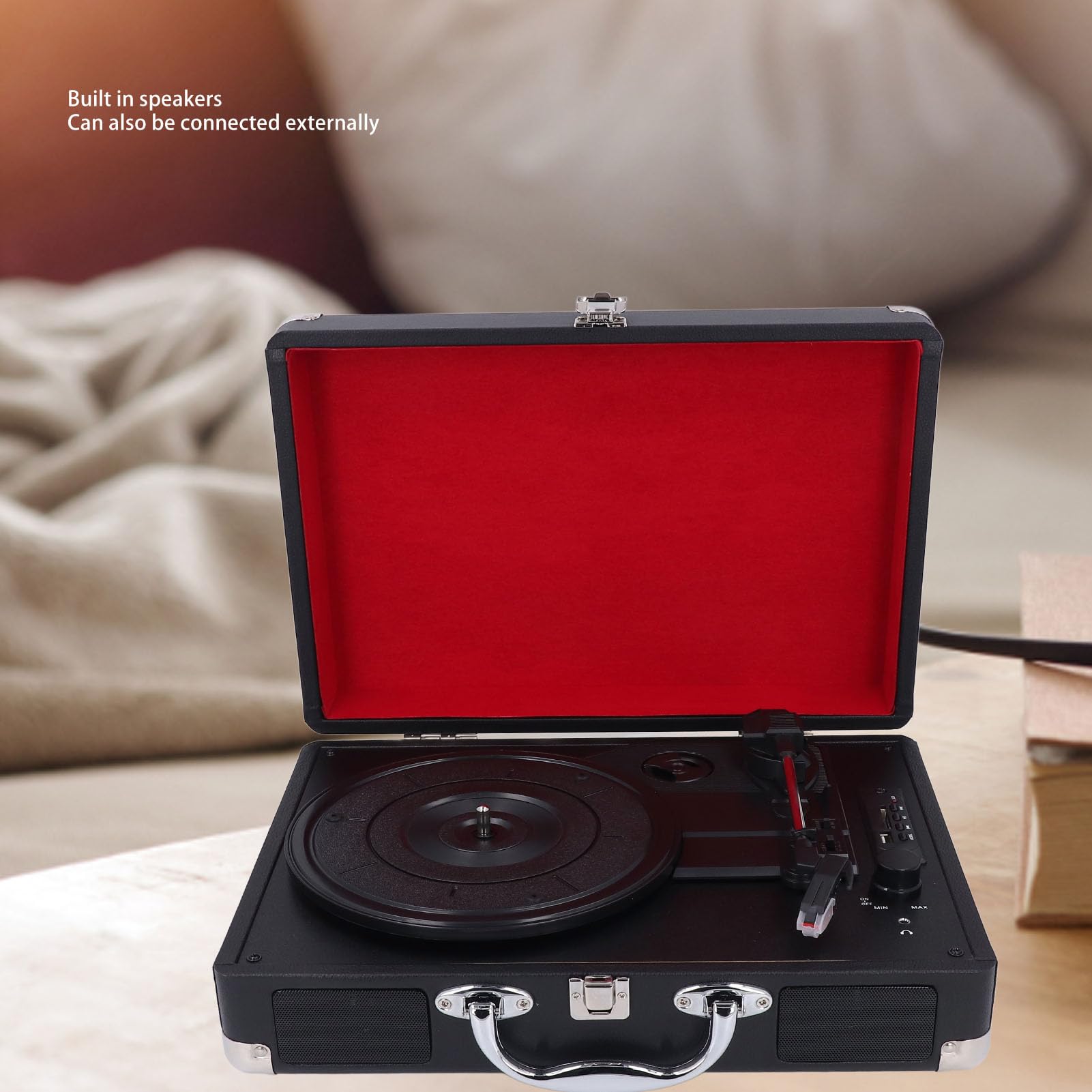 Tourne-Disque Vintage, Valise Bluetooth 5.0 à 3 Vitesses, Tourne-Disque Portable avec Prise Casque AUX, écran D'affichage LED, pour Débutants et Amateurs de Vintage