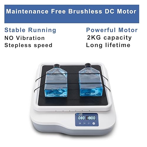 Miniatura 4 de ONiLAB Agitador lineal digital con velocidad ajustable 40-200RPM, capacidad 4.4 lbs, agitador lineal con modelo continuo (tiempo establecido a cero)