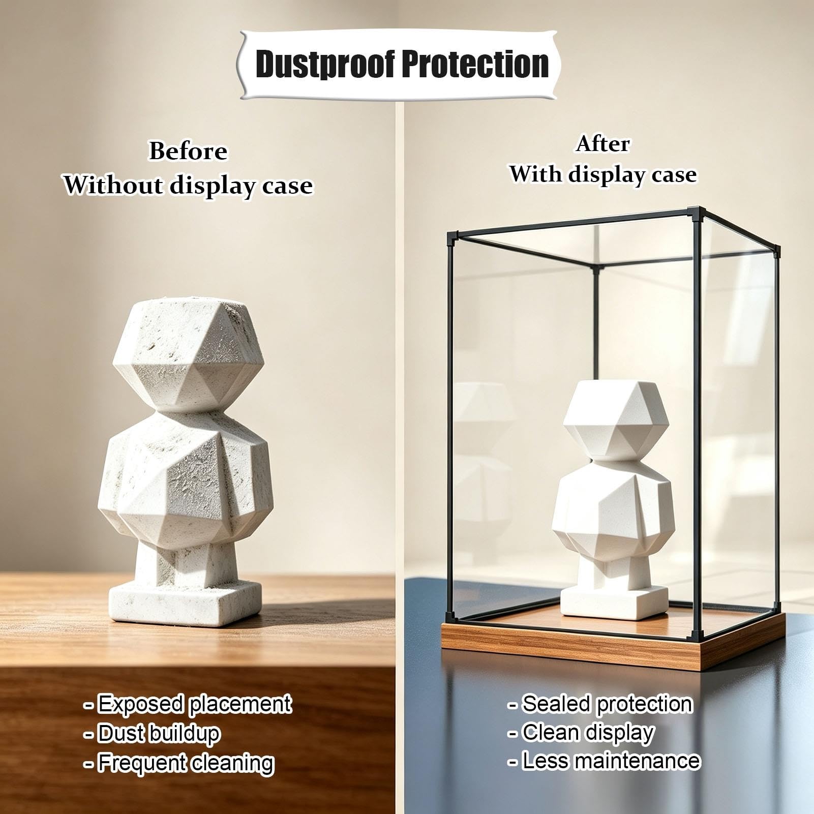 Vitrina Metacrilato Cajas Almacenamiento Transparentes con Base de Madera