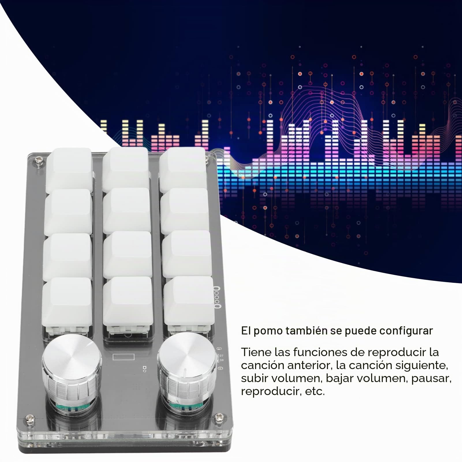 Bewinner Mini Teclado Mecánico de 12 Teclas, Teclado Programable RGB Multifunción DIY, Macro Mecánico de una Mano con Perilla de Ajuste para Laboratorio de Juegos de Oficina(Blanco)