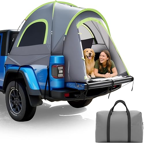 Miniatura 8 de Pickup Jeep Truck Bed Tent, Tacoma Bed Tent, Tacoma Tent for 2 Person, Waterproof PU2000mm Double Layer with Rainfly, Full-Size Compact Gris, Negro,
