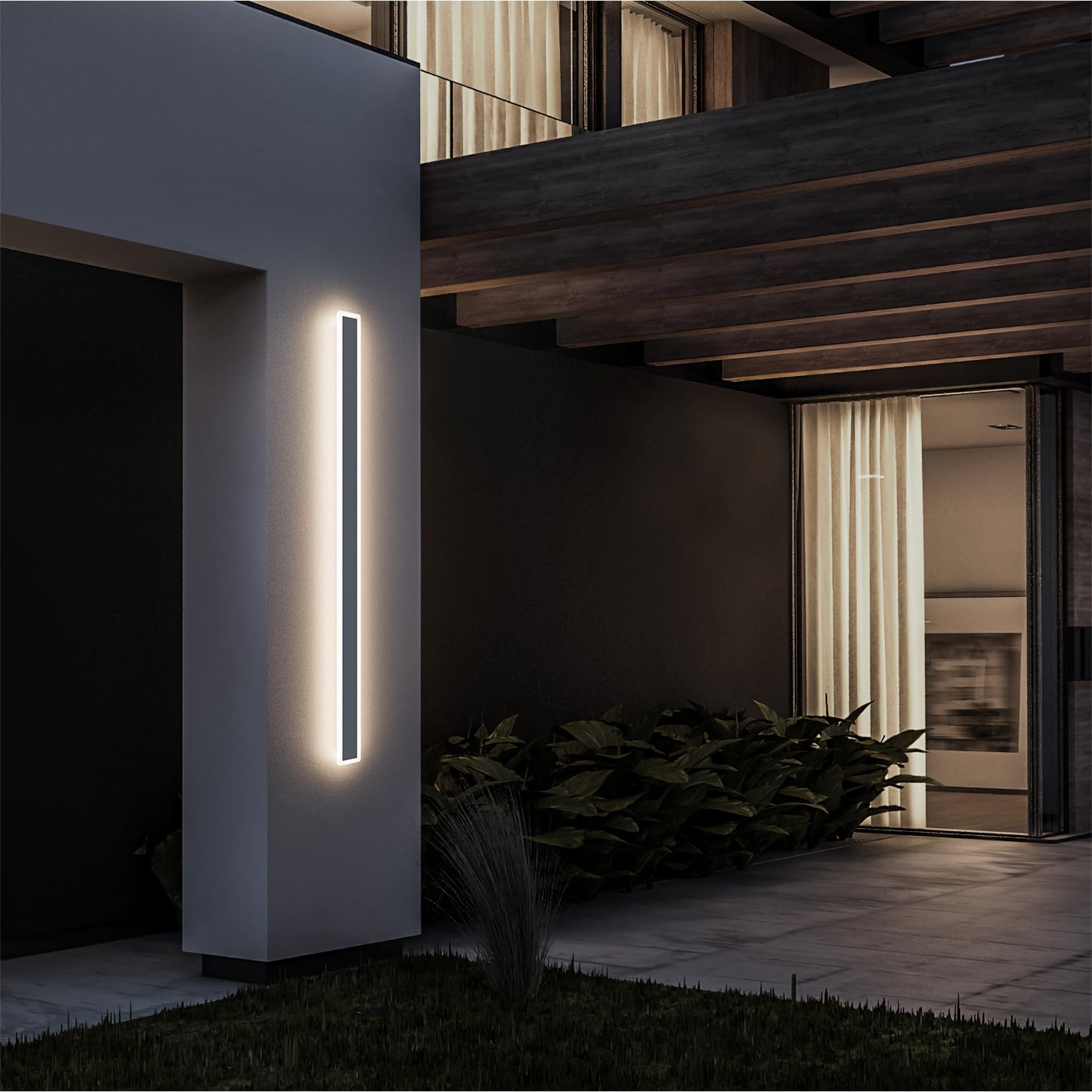 Klighten 45W LED Lange Wandleuchte Anthrazit Aussen Innen, IP65 Wasserdicht Außenwandleuchte Modern 150cm Wandlampe, Neutralweiß 4500K Eisen Außenlampe Außenleuchte Wand für Gärten Terasse Korridor.