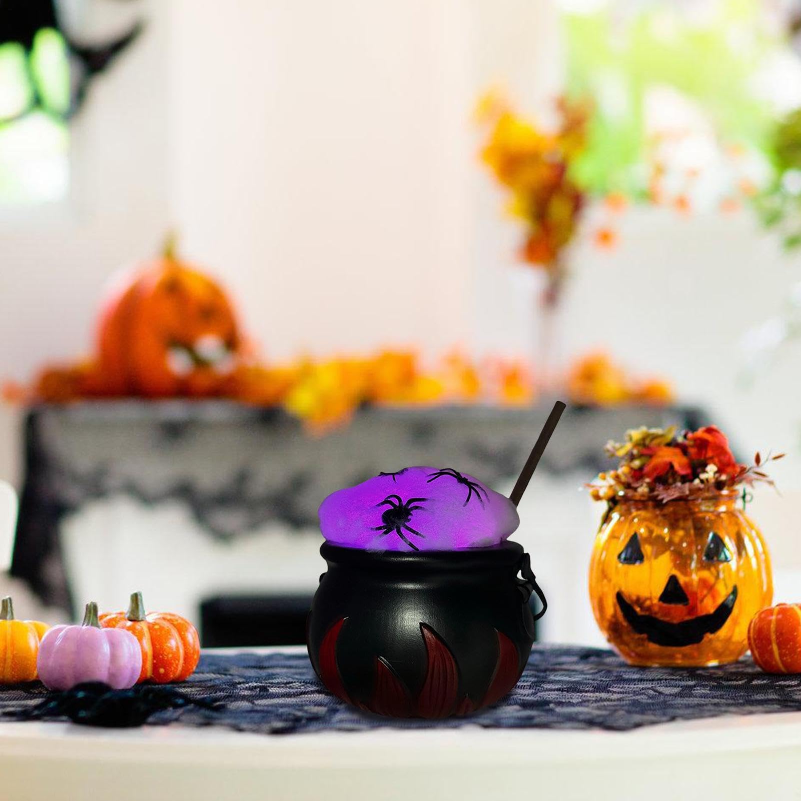 Halloween Witch Cauldron Catena luminosa colorata decorazione da tavolo con